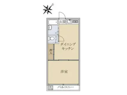 武蔵野サンハイツ(1DK/2階)の間取り写真