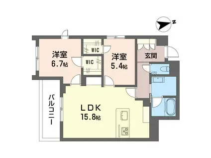メリア調布(2LDK/4階)の間取り写真