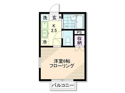 B・フラット(1K/1階)の間取り写真