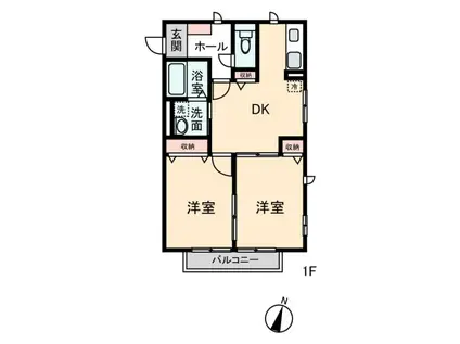 ステラコート(2DK/1階)の間取り写真