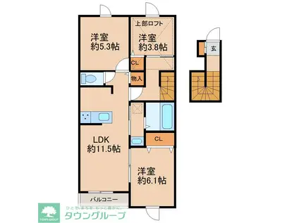 東京都稲城市矢野口1388計画(2LDK/2階)の間取り写真