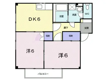 サニーハウスA(2DK/2階)の間取り写真