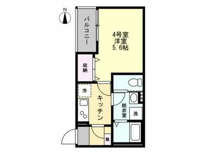 ベイルームスカイ海老名(1K/1階)の間取り写真