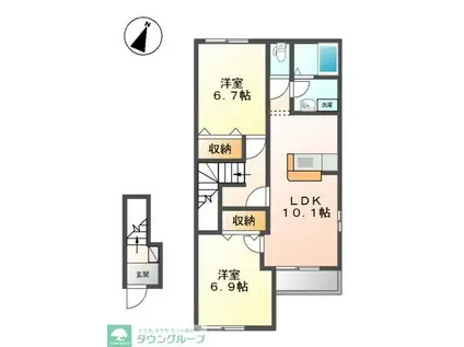 ウォーターミル七番館(2LDK/2階)の間取り写真