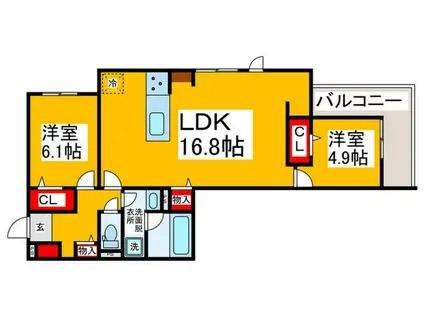 D-RESIDENCE西野A棟(2LDK/2階)の間取り写真