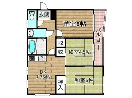 コーポ松政(3DK/3階)の間取り写真