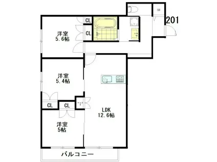 TIAMAT(3LDK/2階)の間取り写真