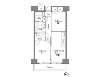 レジディア芝浦(2LDK/10階)の間取り写真