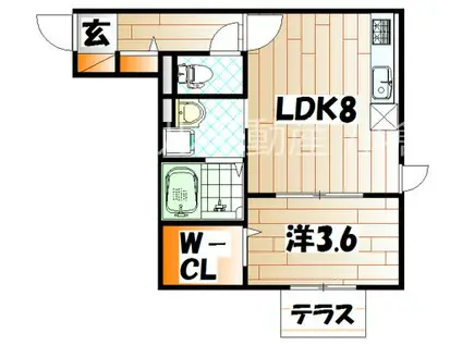 POLONIA MATSUBARAA棟(1LDK/2階)の間取り写真