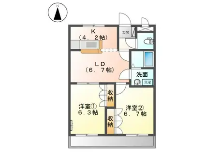 VILLAGE I(2LDK/2階)の間取り写真