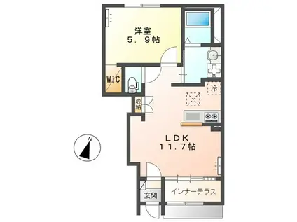 大宮町アパート(1LDK/1階)の間取り写真