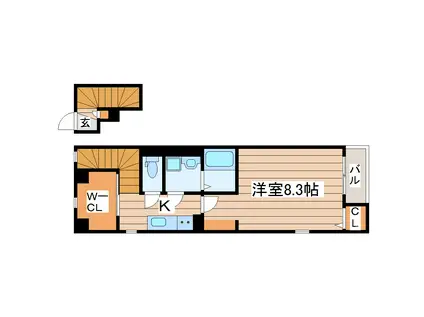 ETE河原町(1SK/2階)の間取り写真