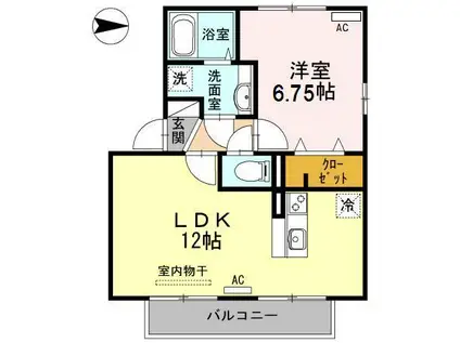 ボヌール飛田(1LDK/2階)の間取り写真