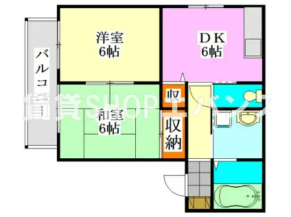 グリーングラス(2DK/2階)の間取り写真