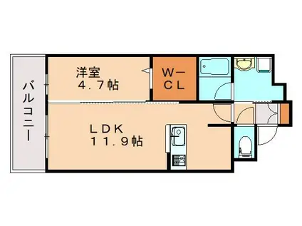 シティーコートHANATAKU(1LDK/9階)の間取り写真