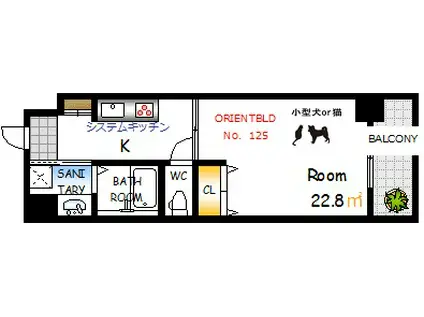 ORIENT BLD NO.125(1K/11階)の間取り写真