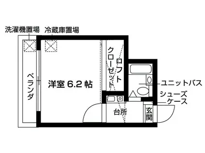 パールハイツ・タケ(1K/1階)の間取り写真
