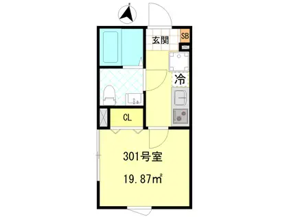 CFジオーレ本蓮沼(1K/3階)の間取り写真