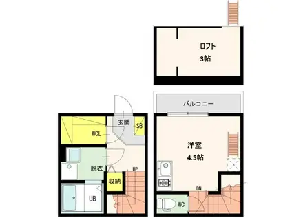 ＪＲ東北本線 東仙台駅 徒歩6分 2階建 築12年(1K/1階)の間取り写真