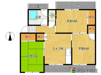 メゾン諸富(3DK/1階)の間取り写真