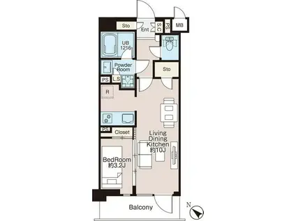 クレアテイフ三軒茶屋(1LDK/5階)の間取り写真