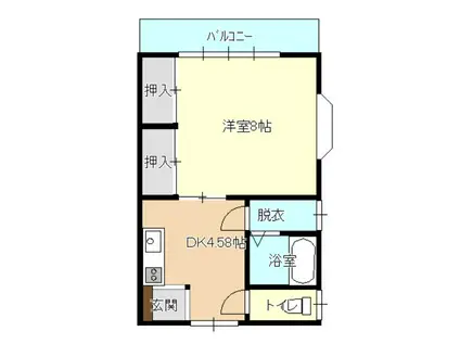 千歳べにばなコーポ(1DK/2階)の間取り写真