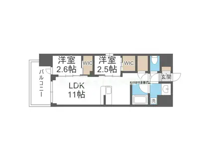 コンフォリア・リヴ淡路町一丁(2LDK/3階)の間取り写真