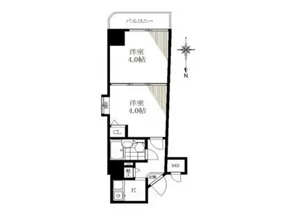 ライオンズマンション御徒町第5(2K/10階)の間取り写真