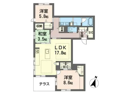 ドエルヤト・グランデ(3LDK/1階)の間取り写真
