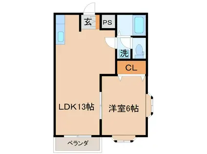 メゾンジョリスA棟(1LDK/2階)の間取り写真