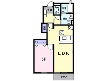ラフィーユA(1LDK/1階)の間取り写真