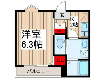 MELDIA西浦和III(1K/1階)の間取り写真