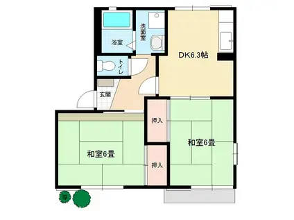 ニュータブチハイツA(2DK/1階)の間取り写真