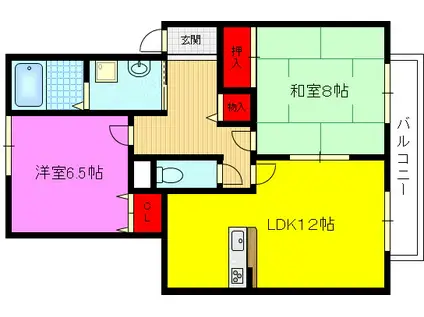 エスト・ステーブル(2LDK/1階)の間取り写真