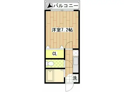 タウン・ヴェル(1K/2階)の間取り写真