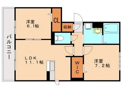 D-ROOM和白 西館(2LDK/3階)の間取り写真