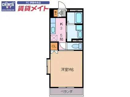 りんどうII(1K/2階)の間取り写真