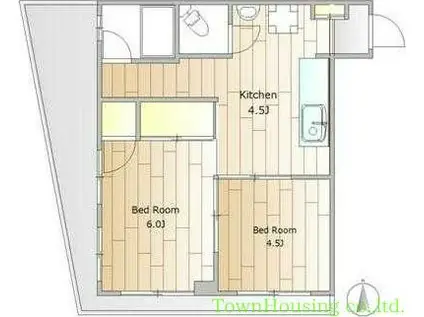 北本ビル(2K/2階)の間取り写真