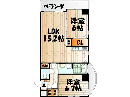 サンシャインIV(2LDK/7階)の間取り写真