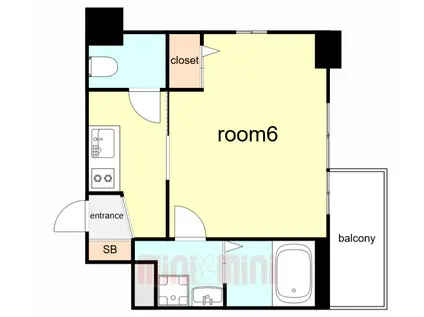 CION KOBE BAYSIDE(1K/6階)の間取り写真