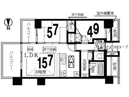 ルネスピース大津におの浜(2LDK/8階)の間取り写真