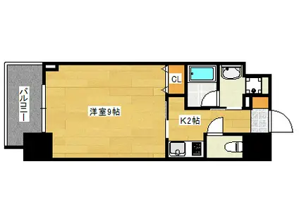 ブリリアンクラス河原町(1K/8階)の間取り写真