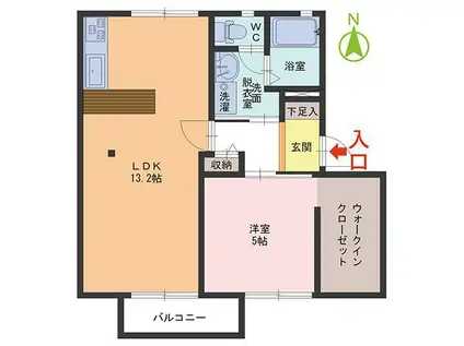 ピュアフラッツ(1LDK/2階)の間取り写真