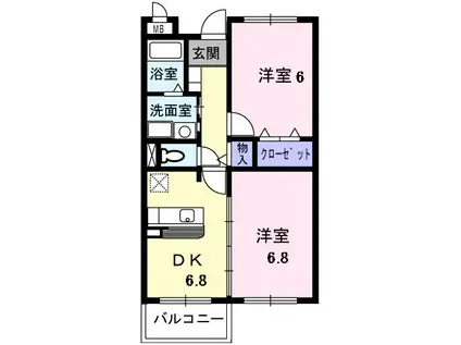 グラン・エトワール(2DK/2階)の間取り写真