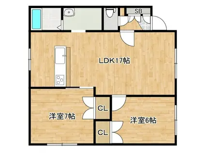 ダン ハイム クニ(2LDK/2階)の間取り写真