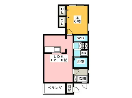 トワニ-・K II棟(1LDK/1階)の間取り写真