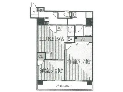 エクセルシオール錦糸町(2DK/8階)の間取り写真