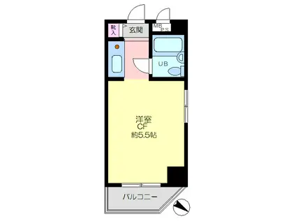 キャッスルマンション大森A号館(ワンルーム/5階)の間取り写真