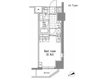 パークハビオ新橋(ワンルーム/11階)の間取り写真
