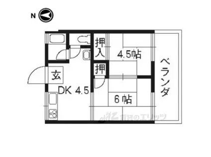 若竹ハイツ(2DK/1階)の間取り写真